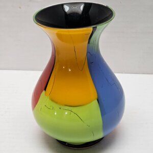 Cá d'Oro Signed Hand Made Blown Small Art Vase Colorful Glass Seguso 6"